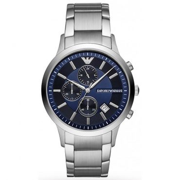 Emporio Armani - Mens Chronograph Watch Silver/Blue