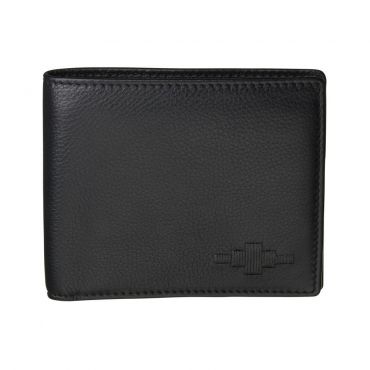 Pampeano 100% Leather Moneda Coin Men&#039;s Wallet – Black with Black Diamond