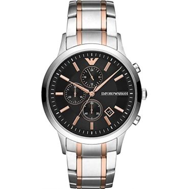 Emporio Armani - Men&#039;s Two Tone Chronograph Watch Silver/Rose Gold