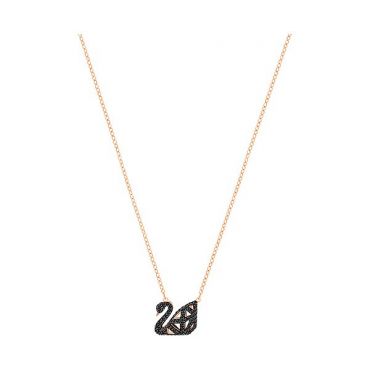 Swarovski Facet Swan Necklace, Black, Mixed Plating