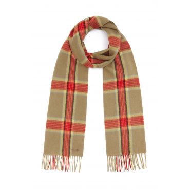 Hortons England - 100% Lambswool Checked Scarf - Red