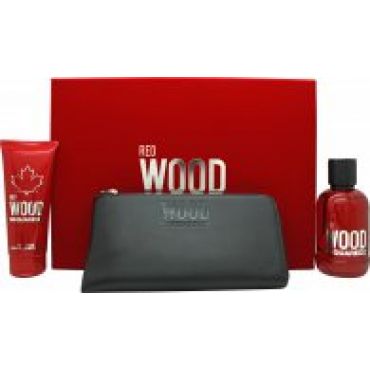 DSquared² Red Wood Gift Set 100ml EDT + 100ml Shower Gel + Purse