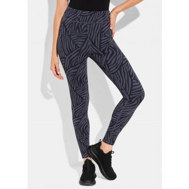 Leggingsit erityisen korkealla vyötärönauhalla - musta / harmaa / kuvioll. - Gr. XS - Goldner Fashion
