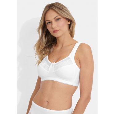 Kaarituettomat rintaliivit pitsillä - valkoinen - Gr. 95 E - Goldner Fashion