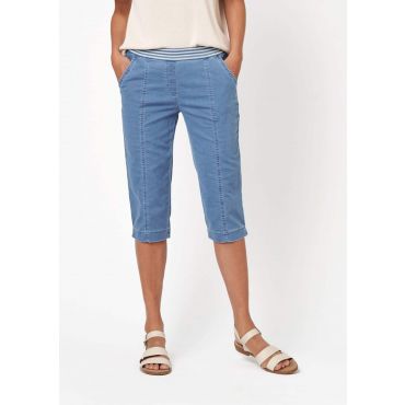 Denim-tyyliset caprihousut - vaaleansininen - Gr. 48 - Goldner Fashion