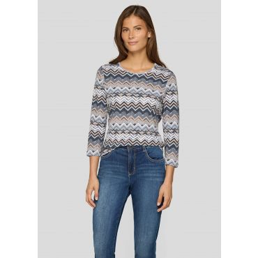 Jerseypaita siksak-kuosilla - beige / myyränruskea / harmaa - Gr. 44 - Goldner Fashion