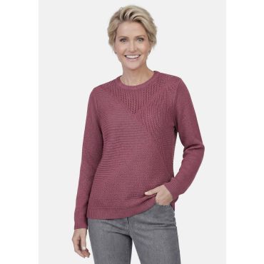 Helppohoitoinen neulepusero laadukkaalla joustinrakenteella - marjanpunainen - Gr. 20 - Goldner Fashion