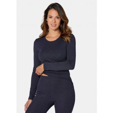 Naisten pitkähihainen lämpöaluspaita - tummansininen / meleerattu - Gr. 40 - Goldner Fashion