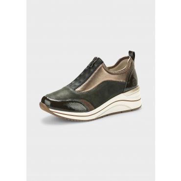 Sneakerit metallinhohtoisilla detaljeilla - tummanvihreä / ruskea / metalli - Gr. 41 - Goldner Fashion