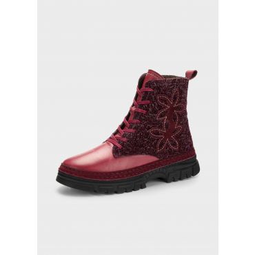 Nilkkurit, joissa vetoketju ja kukkakuvio - bordeaux - Gr. 40 - Goldner Fashion