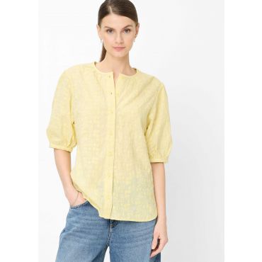 Puuvillapusero, jossa kukkakirjailua - keltainen - Gr. 42 - Goldner Fashion