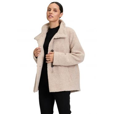 Pöyheä, teddy-tyylinen villatakki - myyränruskea / meleerattu - Gr. 42 - Goldner Fashion