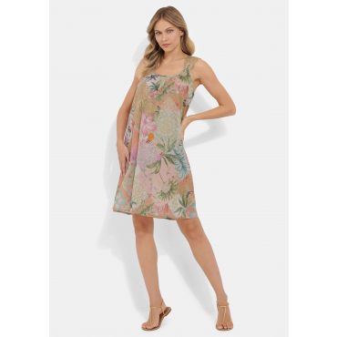 Hihaton vapaa-ajan mekko, leveät olkaimet - kirjava / kuvioll. - Gr. 42 - Goldner Fashion