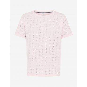 Reikäkirjailtu paita puhdasta puuvillaa - roosa - Gr. 42 - Goldner Fashion