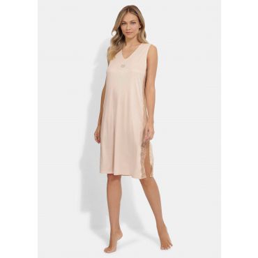 Alusmekko silkki- ja pitsiosilla - beige - Gr. 36 - Goldner Fashion