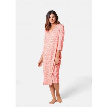 3/4-hihainen yöpaita - korallinpunainen / valkoinen / kuvioll. - Gr. 20 - Goldner Fashion