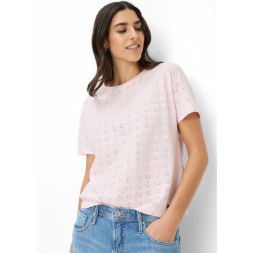 Reikäkirjailtu paita puhdasta puuvillaa - roosa - Gr. 46 - Goldner Fashion