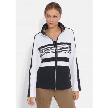 Raidallinen jerseytakki - valkoinen / musta - Gr. 44 - Goldner Fashion