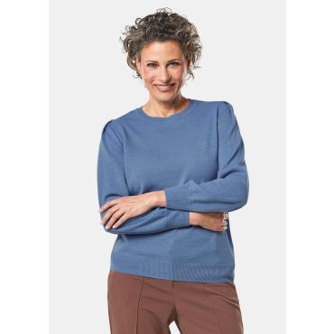 Pehmeä neulepusero modernein pallohihoin - sininen - Gr. 23 - Goldner Fashion