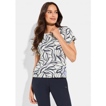 Hengittävä, toiminnallinen paita jersey-joustinneuleesta - sininen / kermanvalkoinen - Gr. 40 - Goldner Fashion