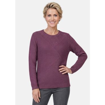 Helppohoitoinen neulepusero laadukkaalla joustinrakenteella - liila - Gr. 24 - Goldner Fashion