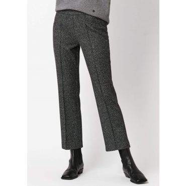 Vajaamittaiset (7/8) housut ”Jenny” laskoksilla - musta / valkoinen / meleerattu - Gr. 42 - Goldner Fashion