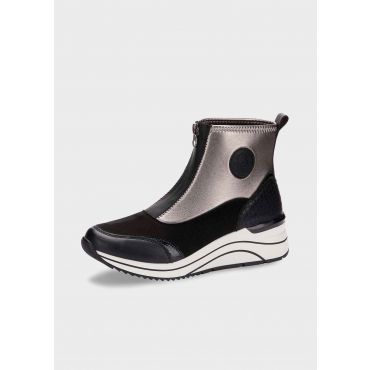 Nilkkurit, joissa käytännöllinen vetoketju - musta / myyränruskea / metalli - Gr. 40 - Goldner Fashion