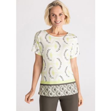 Jerseypaita, jossa leveä pyöreä pääntie - kermanvalkoinen / vaaleanvihreä - Gr. 48 - Goldner Fashion