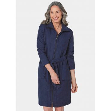 Vetoketjullinen kevyt froteeaamutakki - tummansininen - Gr. 20/21 - Goldner Fashion