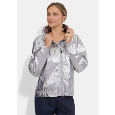 Hopeanhohtoinen pusakkatyylinen takki - hopea - Gr. 40 - Goldner Fashion