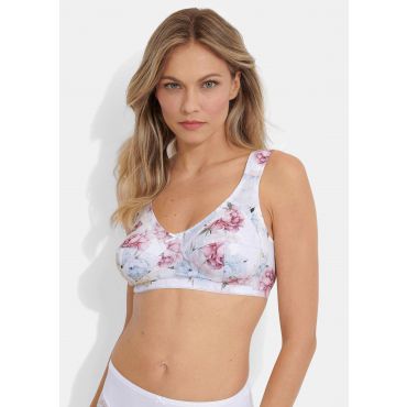 Kaarituettomat, hengittävät rintaliivit - valkoinen / kirjava / kukallinen - Gr. 80 C - Goldner Fashion