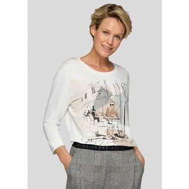Jerseypaidan etuosassa kuviointia ja kimalleyksityiskohtia - kermanvalkoinen - Gr. 42 - Goldner Fashion