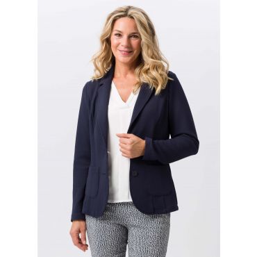 Jerseybleiseri strukturoitua kangasta taskuilla - tummansininen - Gr. 46 - Goldner Fashion