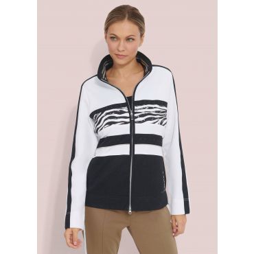 Raidallinen jerseytakki - valkoinen / musta - Gr. 40 - Goldner Fashion