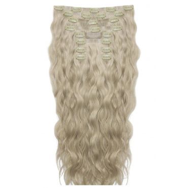 18 Beach Wave Double Hair Set Clip-In Extensions - Barley Blonde"