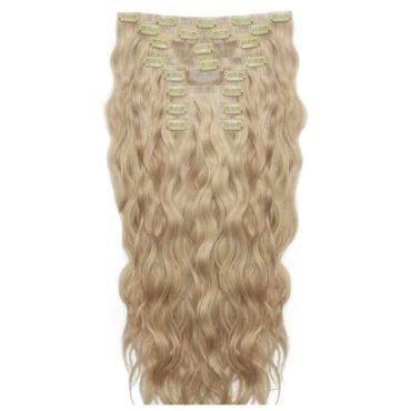 18 Beach Wave Double Hair Set Clip-In Extensions - Bohemian Blonde"