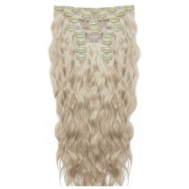18 Beach Wave Double Hair Set Clip-In Extensions - Champagne Blonde"