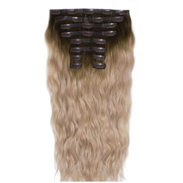 22 Beach Wave Double Hair Set Clip-In Extensions - High Contrast Warm"