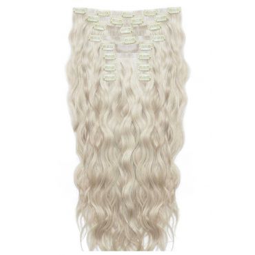 18 Beach Wave Double Hair Set Clip-In Extensions - Iced Blonde"