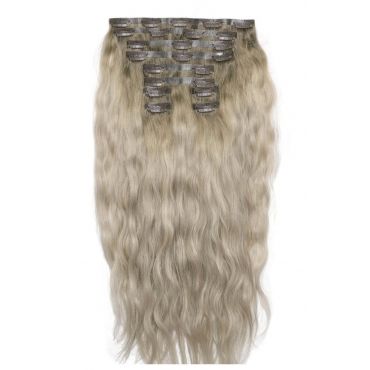 18 Beach Wave Double Hair Set Clip-In Extensions - Scandinavian Blonde"