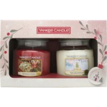 Yankee Candle Gift Set 411g Peppermint Pinwheels Candle + 411g Snow Globe Wonderland Candle