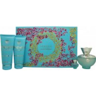 Versace Pour Femme Dylan Turquoise Gift Set 100ml EDT + 100ml Shower Gel + 100ml Body Lotion + 5ml EDT