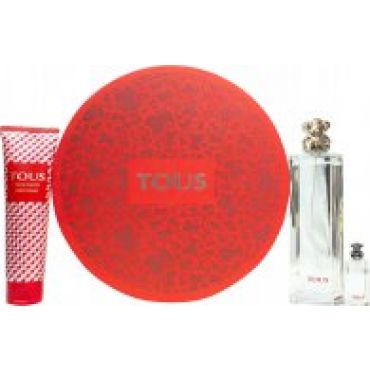 Tous Gift Set 90ml EDT Spray + 150ml Body Lotion + 4.5ml EDT + Metal Tin
