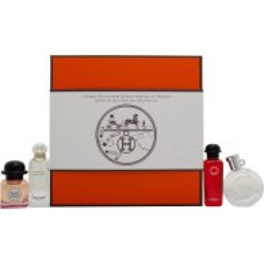 Hermès Miniature Gift Set 7.5ml Un Jardin Sur Le Nil EDT + 7.5ml Eau des Merveilles EDT + 7.5ml Twilly d'Hermes EDP + 7.5ml Eau de Rhubarbe Ecarlate EDC