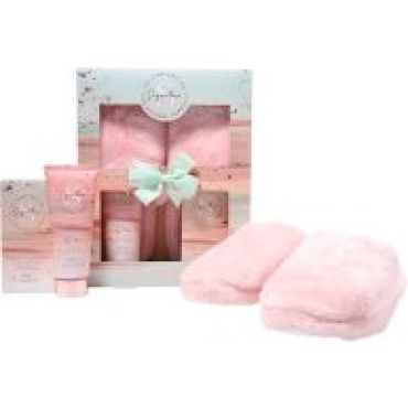 The Kind Edit Co. Signature Slippers Gift Set 150ml Body Wash + 100g Bath Crystals + 1 Pair Slippers