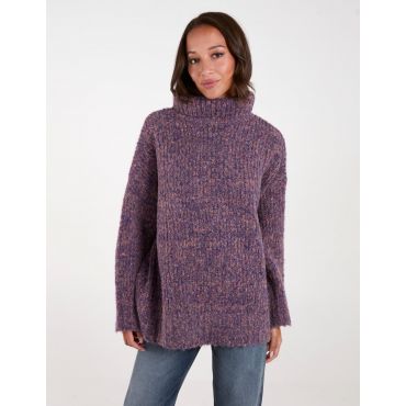 Chunky Turtle Neck Specked Jumper - ONE / Purple