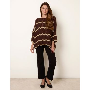 Zig Zag Metallic Jumper - ONE / CHOCOLATE
