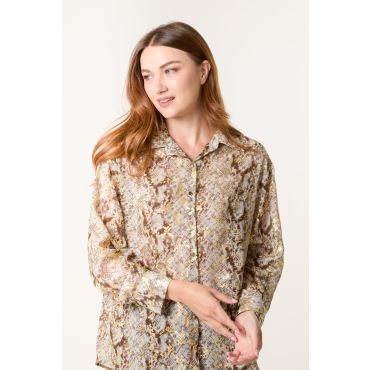 Snake Print Long Sleeve Shirt - XL / GOLD