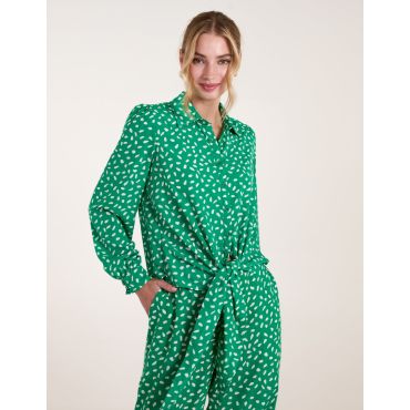 Abstract Polka Dot Oversized Shirt - S / GREEN