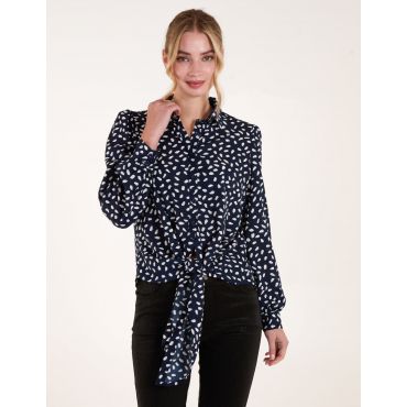 Abstract Polka Dot Oversized Shirt - S / NAVY
